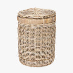 Brown Rattan Round Linen Basket