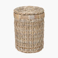 Brown Rattan Round Linen Basket