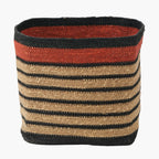 Seagrass Natural, Black and Terracotta Stripe Square Basket