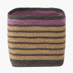 Seagrass Natural, Grey and Lilac Stripe Square Basket