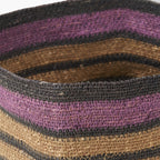 Seagrass Natural, Grey and Lilac Stripe Square Basket