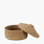 Seagrass Natural Lidded Round Basket