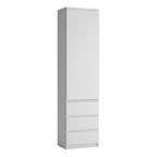 Fribo Tall Narrow 1 Door 3 Drawer Cupboard in White