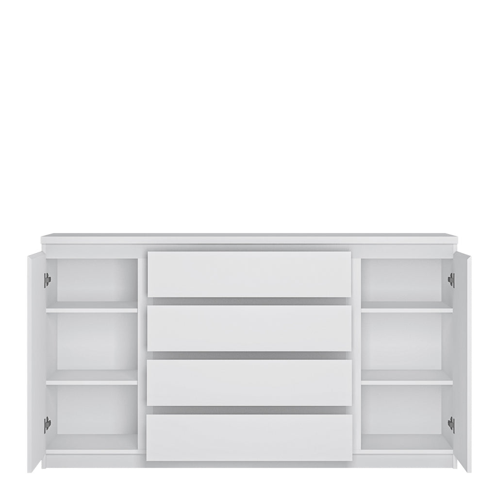 Fribo 2 Door 4 Drawer Wide Sideboard in White