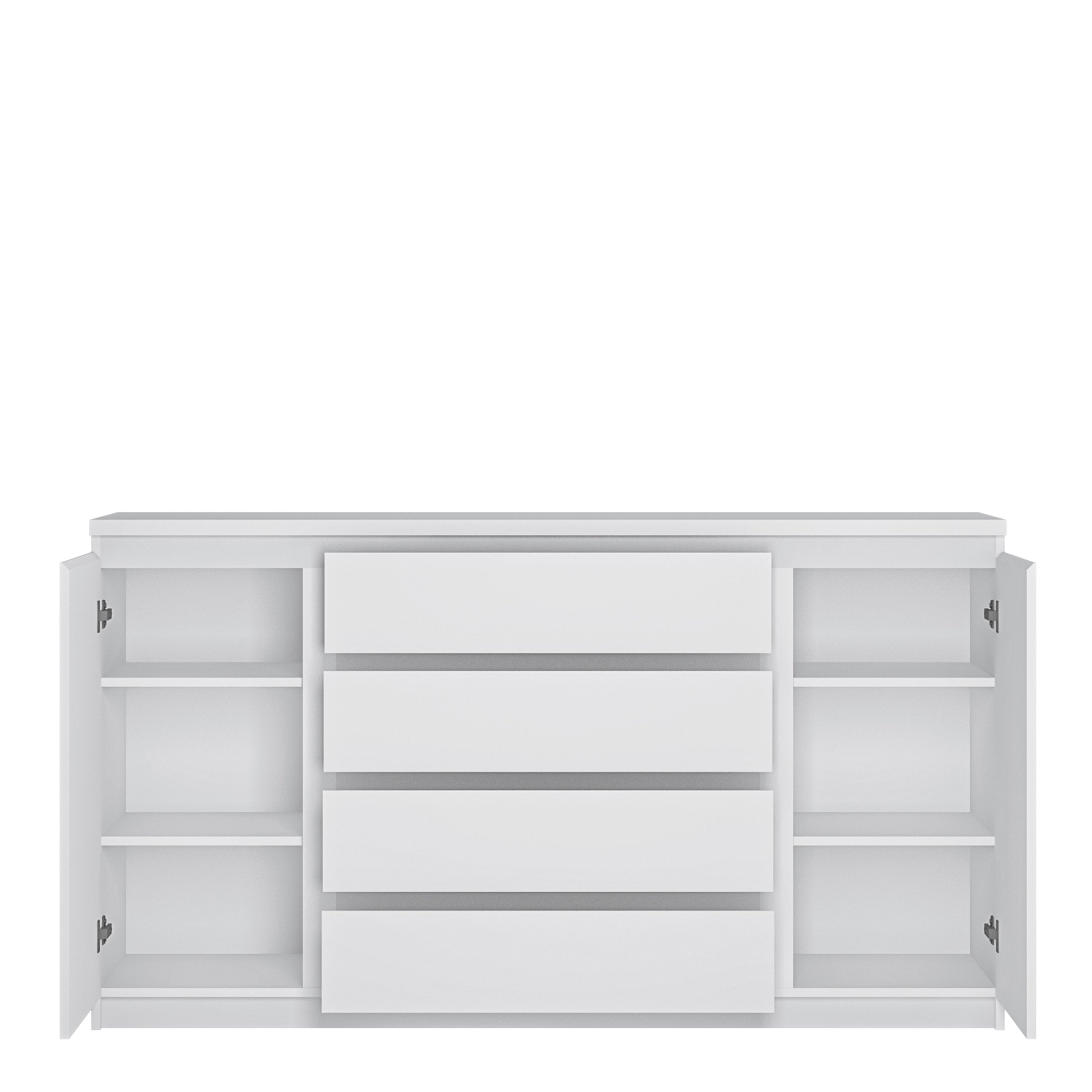 Fribo 2 Door 4 Drawer Wide Sideboard in White