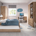 Fribo Tall Narrow 3 Drawer Bookcase in Oak