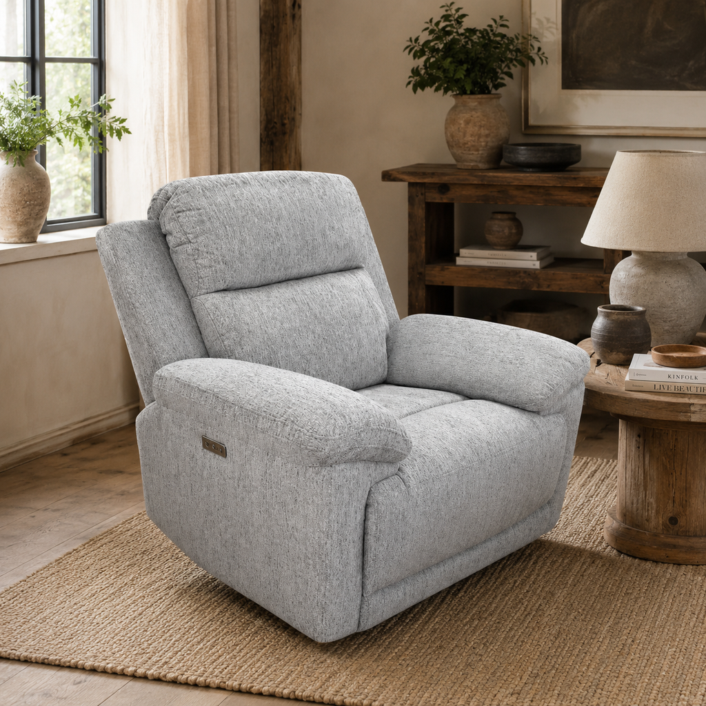 Owen Electric Recliner Grey Armchair