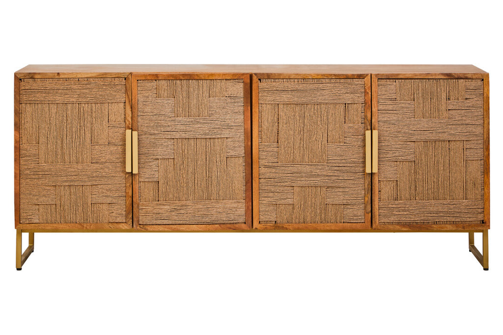 Teora Mango Wood Paper Rope Detail Four Door Sideboard