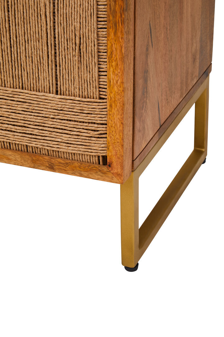 Teora Mango Wood Paper Rope Detail Four Door Sideboard