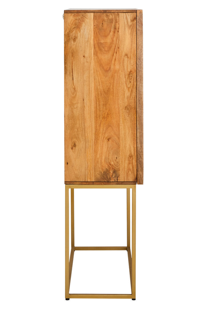 Teora Paper Rope Detail Two Door Mango Wood Cabinet