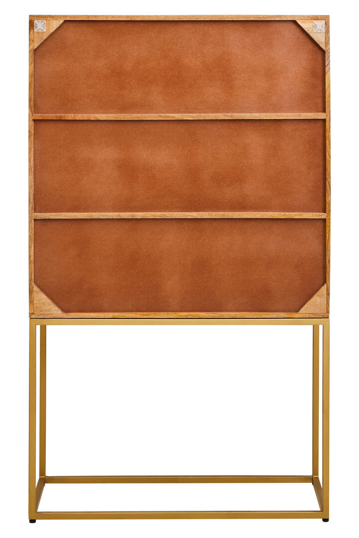 Teora Paper Rope Detail Two Door Mango Wood Cabinet