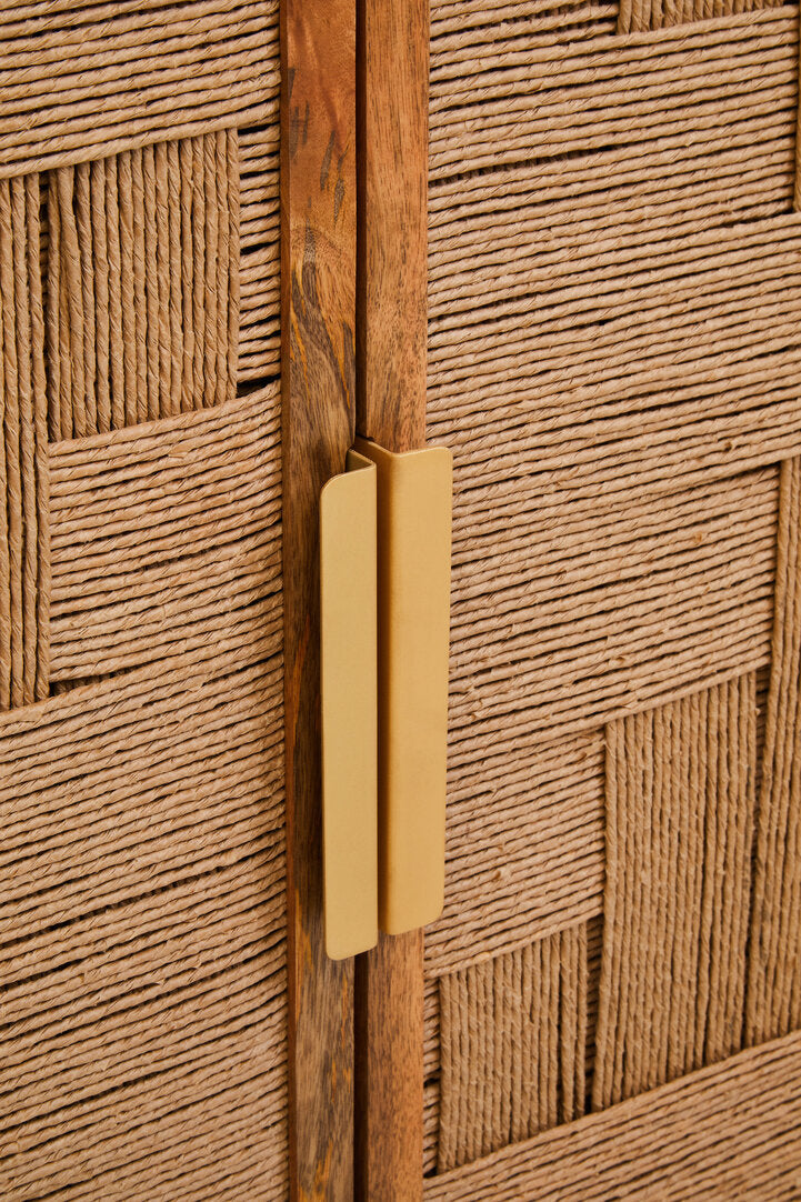 Teora Mango Wood Paper Rope Detail Four Door Sideboard
