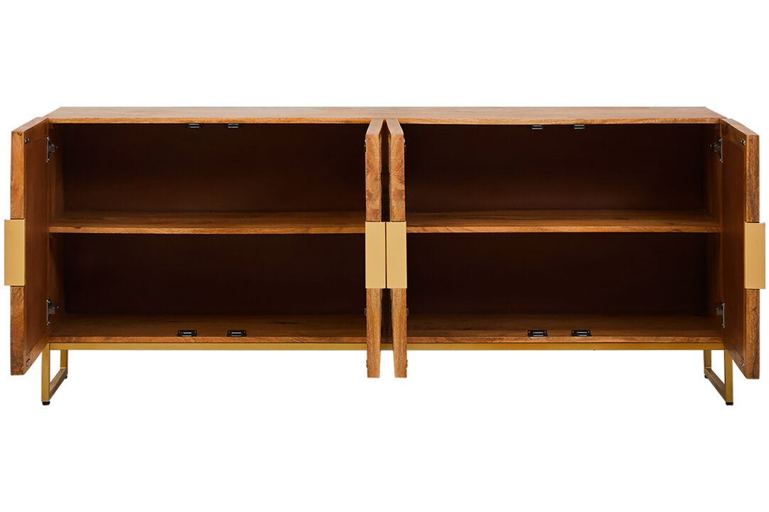 Teora Mango Wood Paper Rope Detail Four Door Sideboard