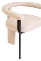 Perdoba Cream Texture Linen Dining Chair with Black Metal Frame