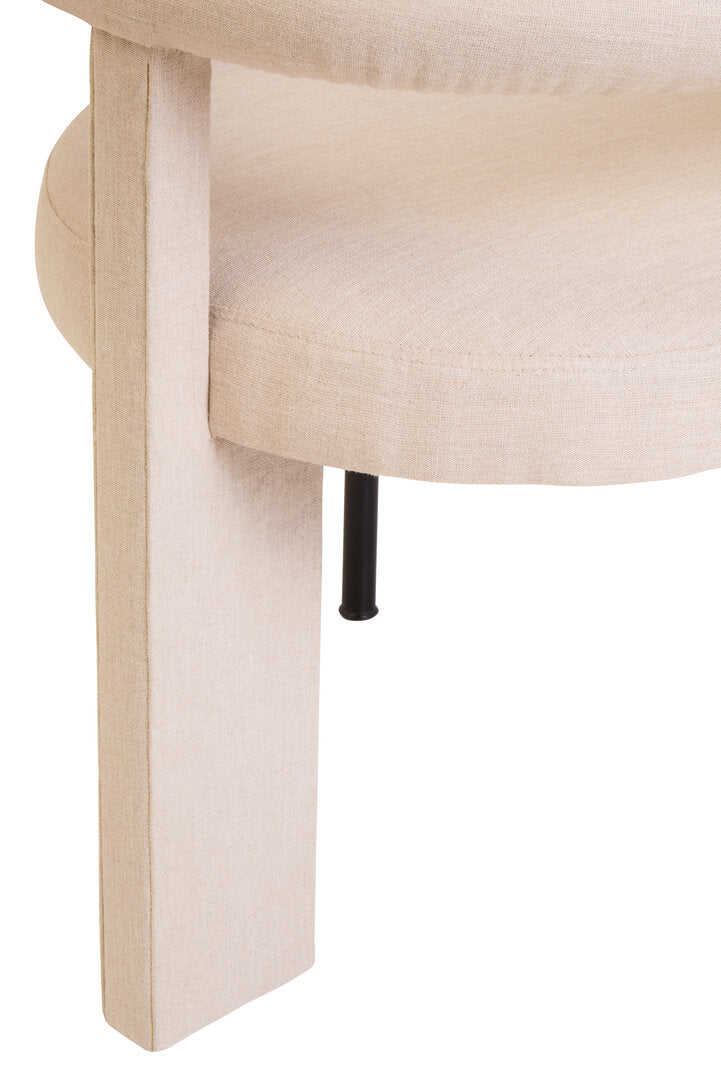 Perdoba Cream Texture Linen Dining Chair with Black Metal Frame