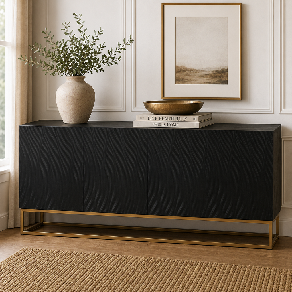 Ripples Black Painted Sideboard
