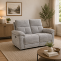 Klint Grey Lay-Z-Boy Style Fabric Power Recliner 2 Seater Sofa