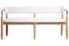 Persolo Cream Textured Fabric Dining Bench with Wood Frame