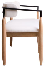 Persolo Cream Textured Fabric Dining Bench with Wood Frame