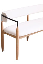 Persolo Cream Textured Fabric Dining Bench with Wood Frame