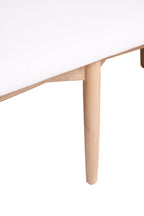 Persolo Cream Textured Fabric Dining Bench with Wood Frame