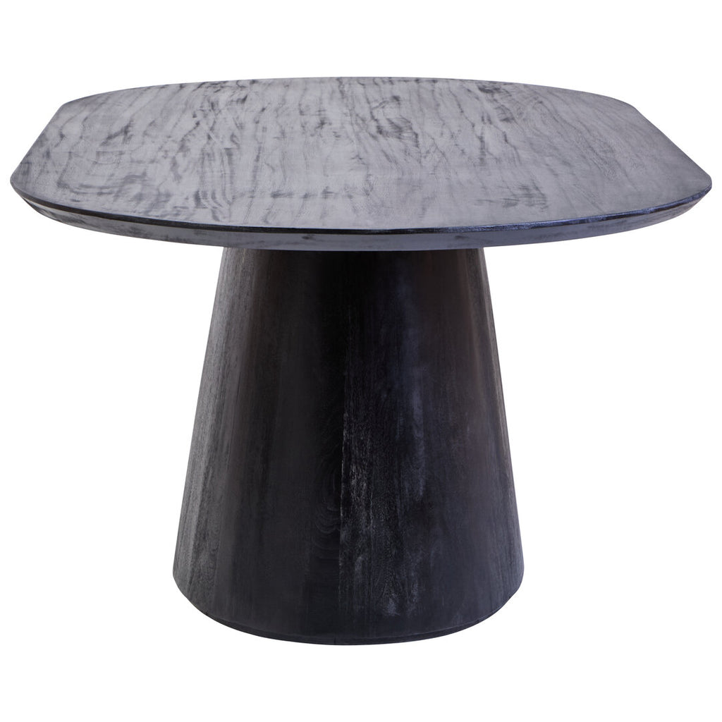 Perdoba Mango Wood Oval Dining Table in Black Finish