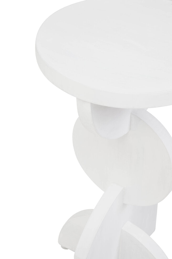 Walsa Whitewash Mango Wood Abstract Side Table