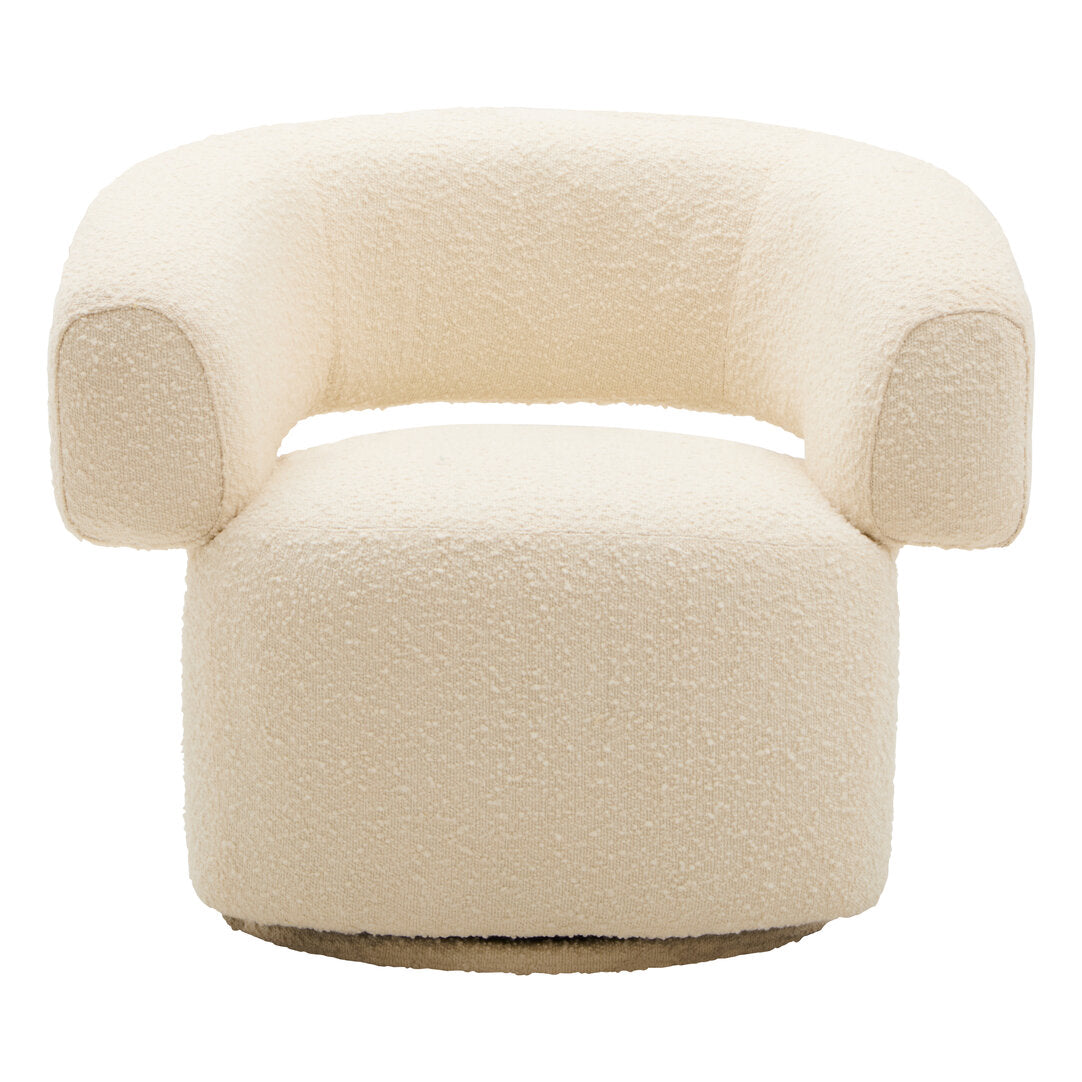 Oliveto Ivory Boucle Curved Revolving Armchair