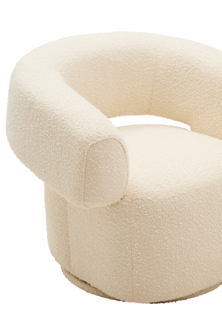 Oliveto Ivory Boucle Curved Revolving Armchair