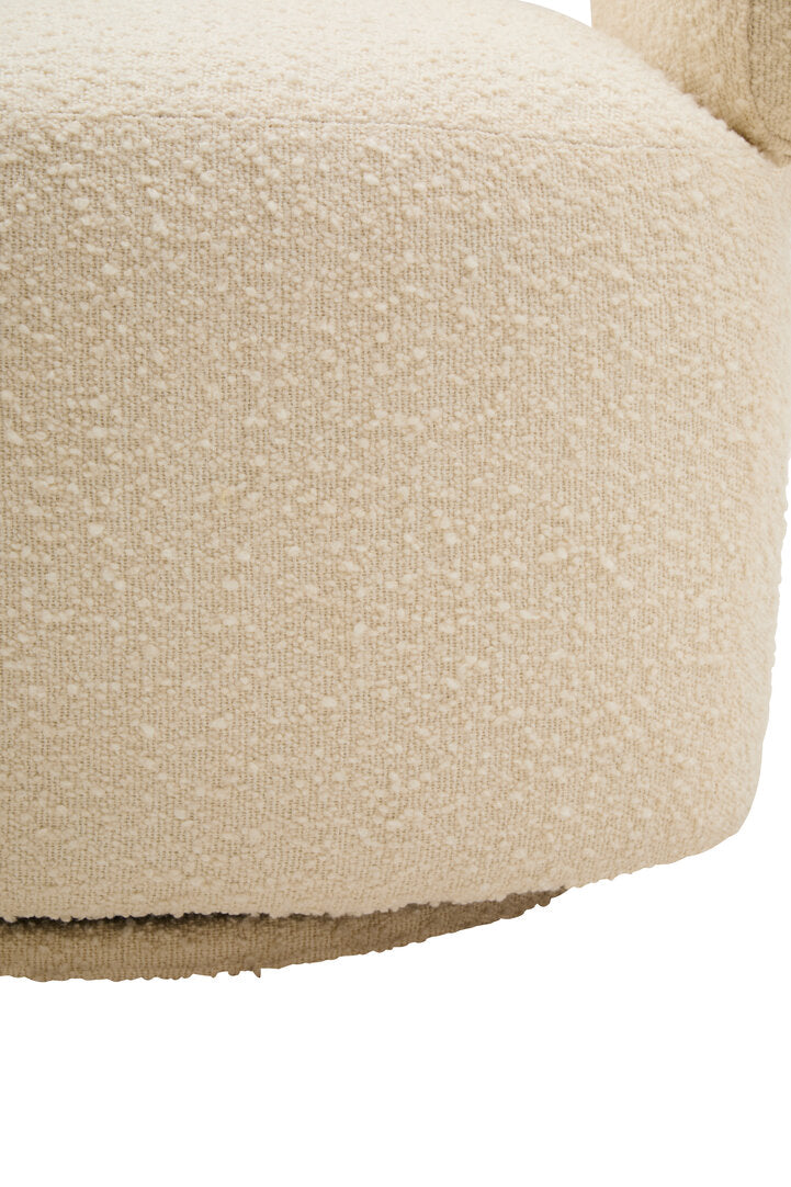 Oliveto Ivory Boucle Curved Revolving Armchair
