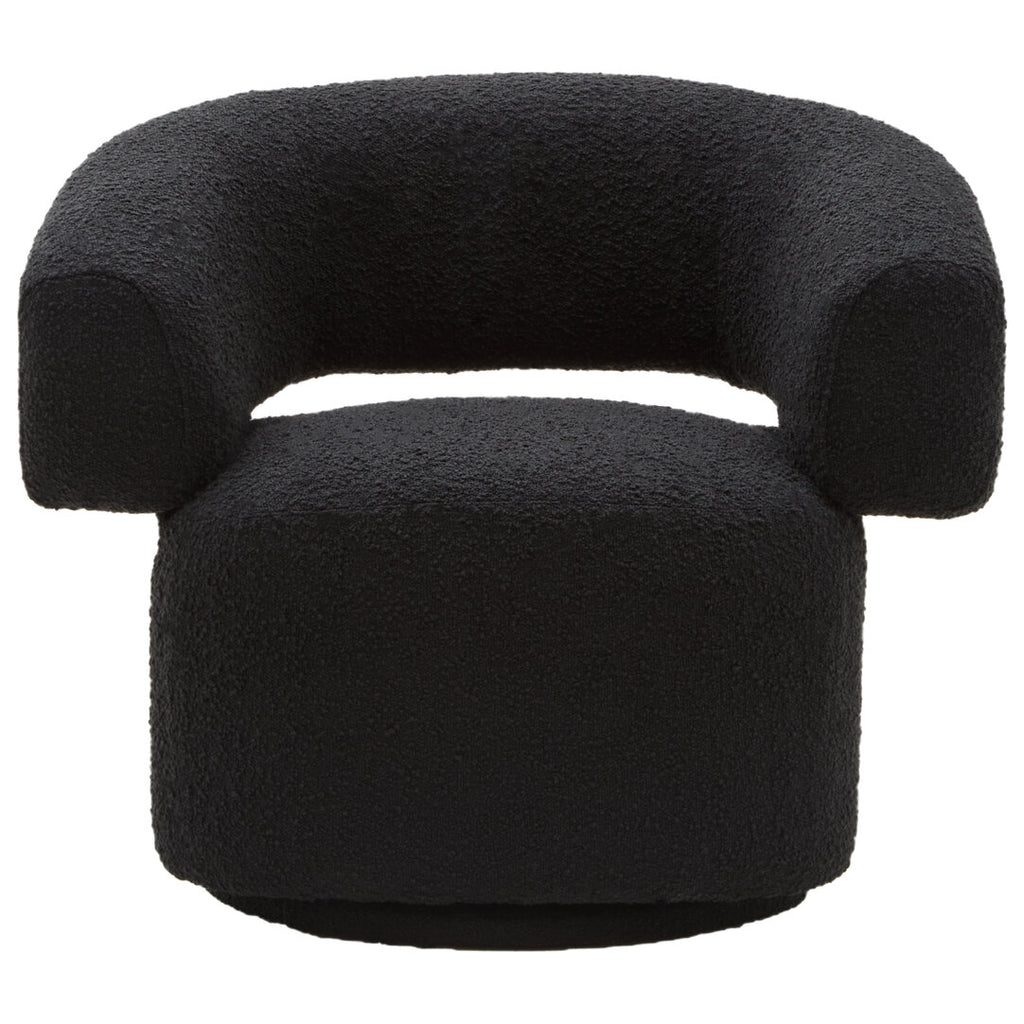 Oliveto Black Boucle Curved Revolving Armchair