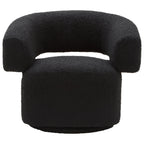 Oliveto Black Boucle Curved Revolving Armchair