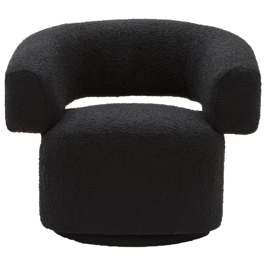 Oliveto Black Boucle Curved Revolving Armchair