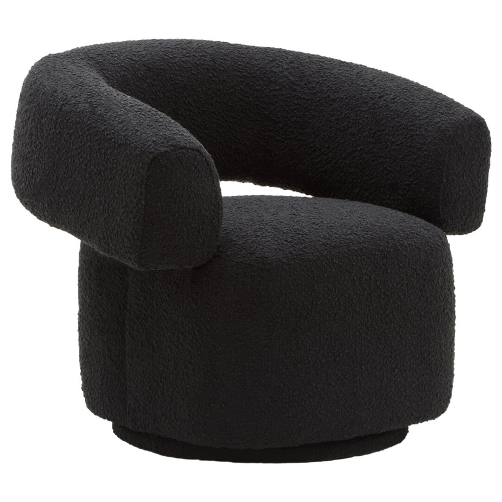 Oliveto Black Boucle Curved Revolving Armchair