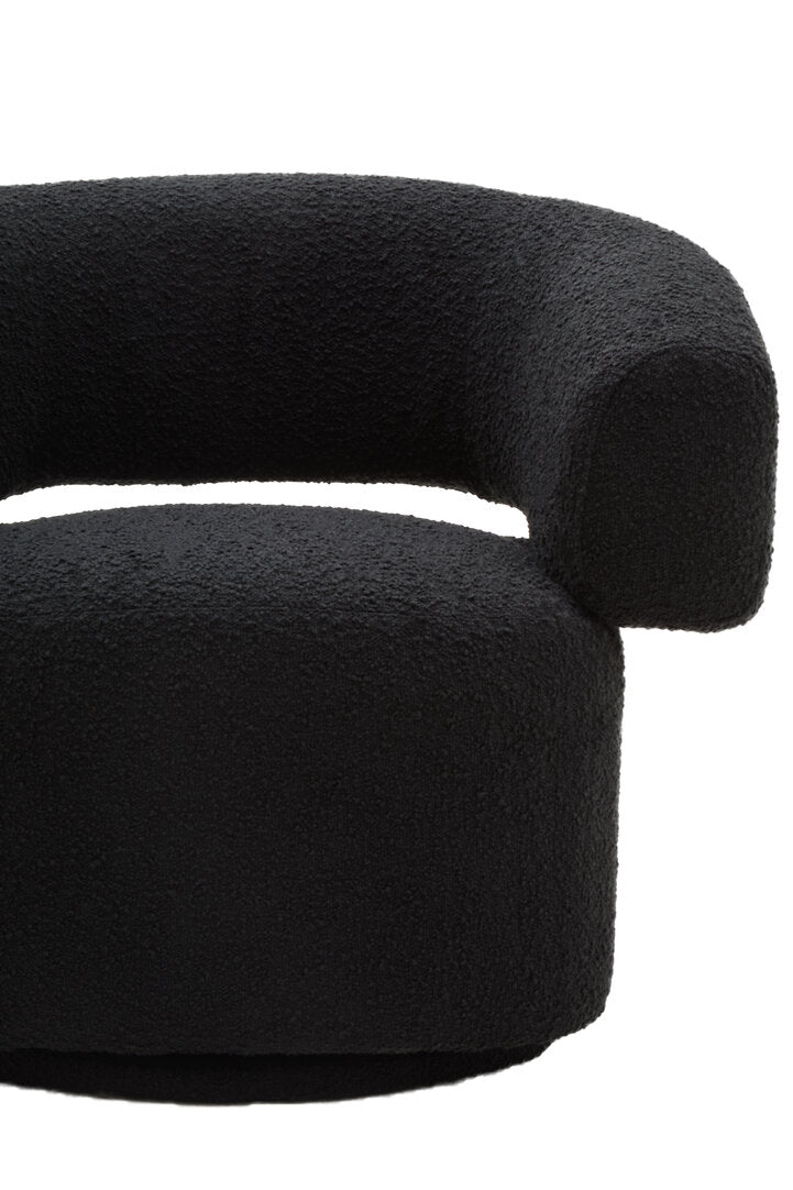 Oliveto Black Boucle Curved Revolving Armchair