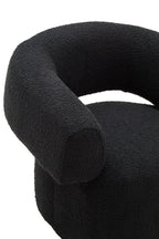 Oliveto Black Boucle Curved Revolving Armchair