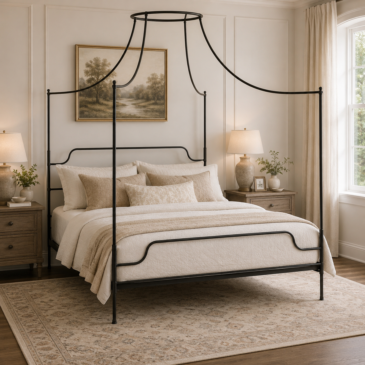 Black Iron 5ft King Size Poster Bed
