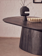 Perdoba Mango Wood Oval Dining Table in Black Finish