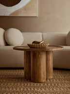 Walsa Natural Mango Wood Column Detail Coffee Table