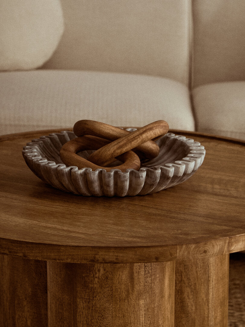 Walsa Natural Mango Wood Column Detail Coffee Table