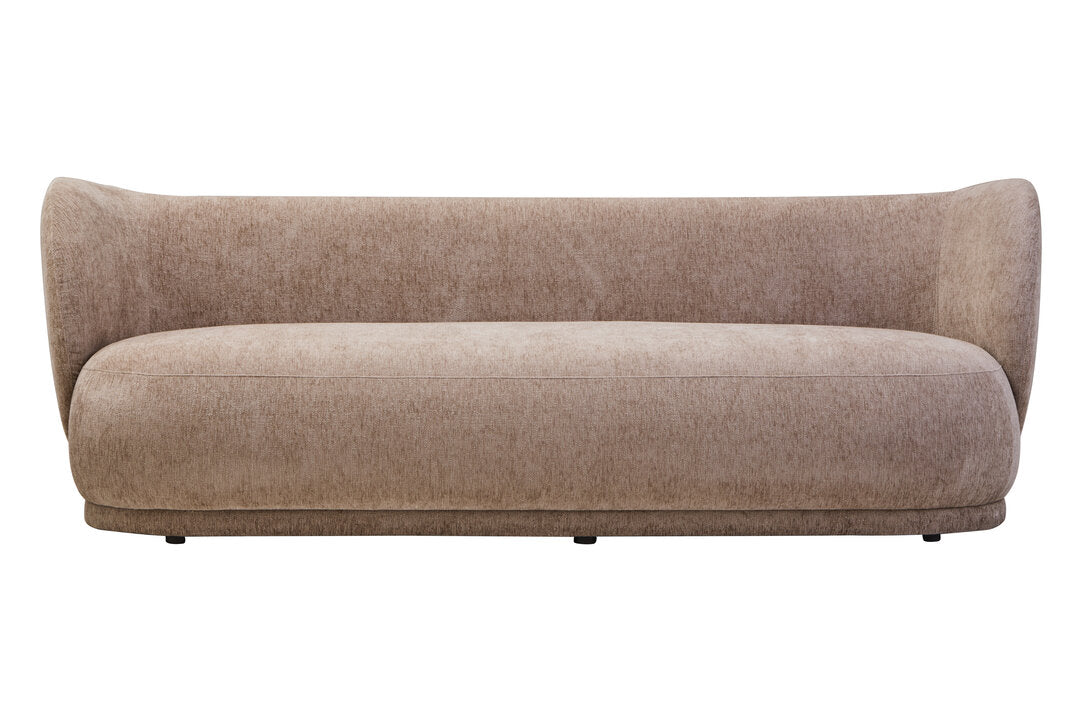 Delray Deep Stone Chenille Curved Three Seater Sofa