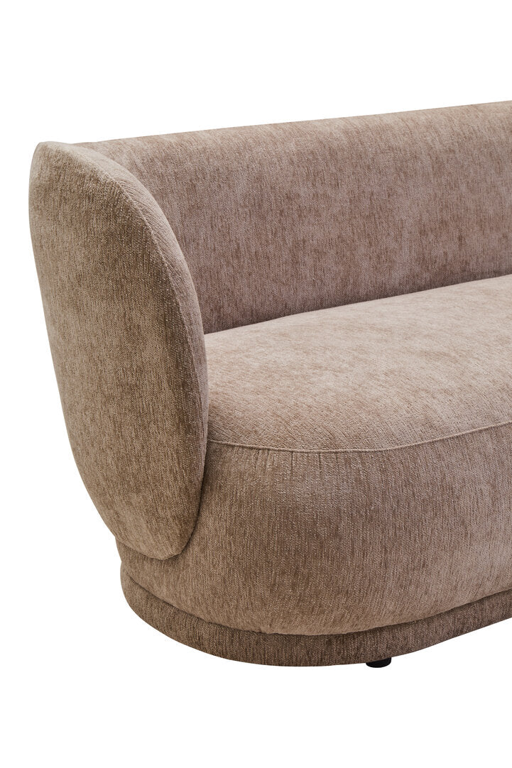 Delray Deep Stone Chenille Curved Three Seater Sofa