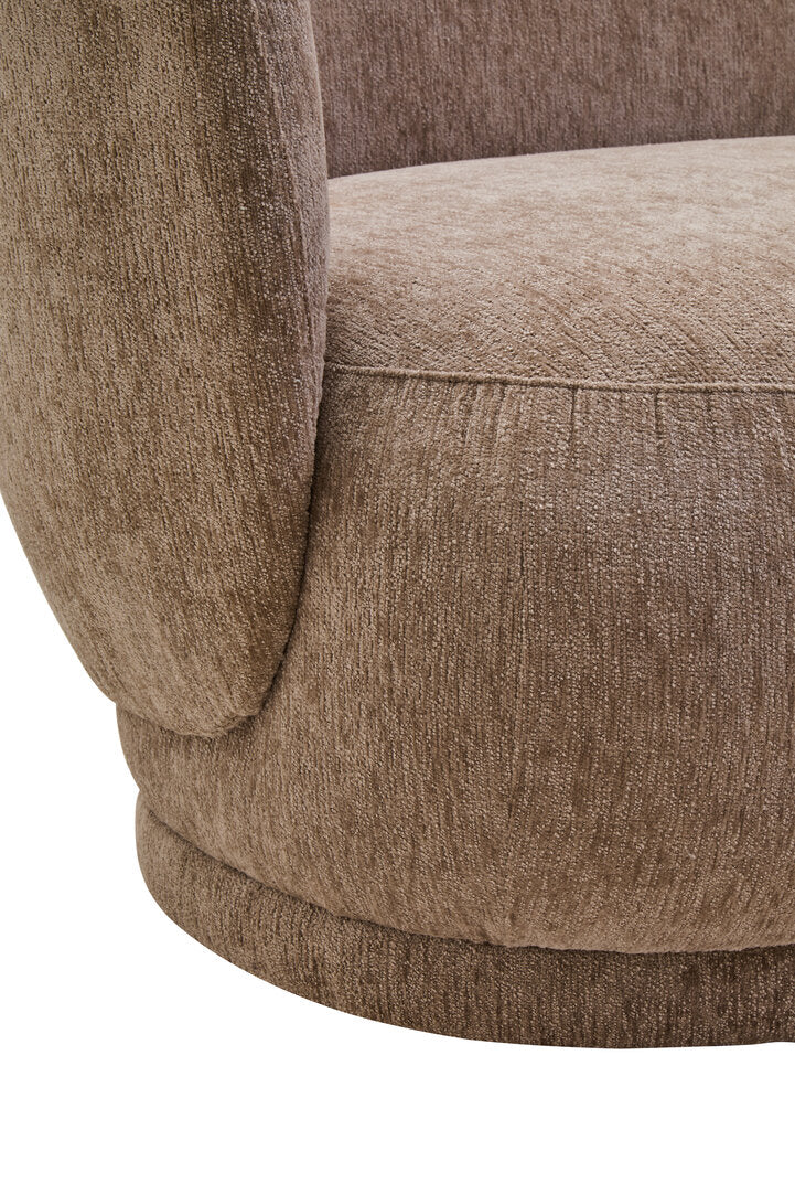 Delray Deep Stone Chenille Curved Three Seater Sofa