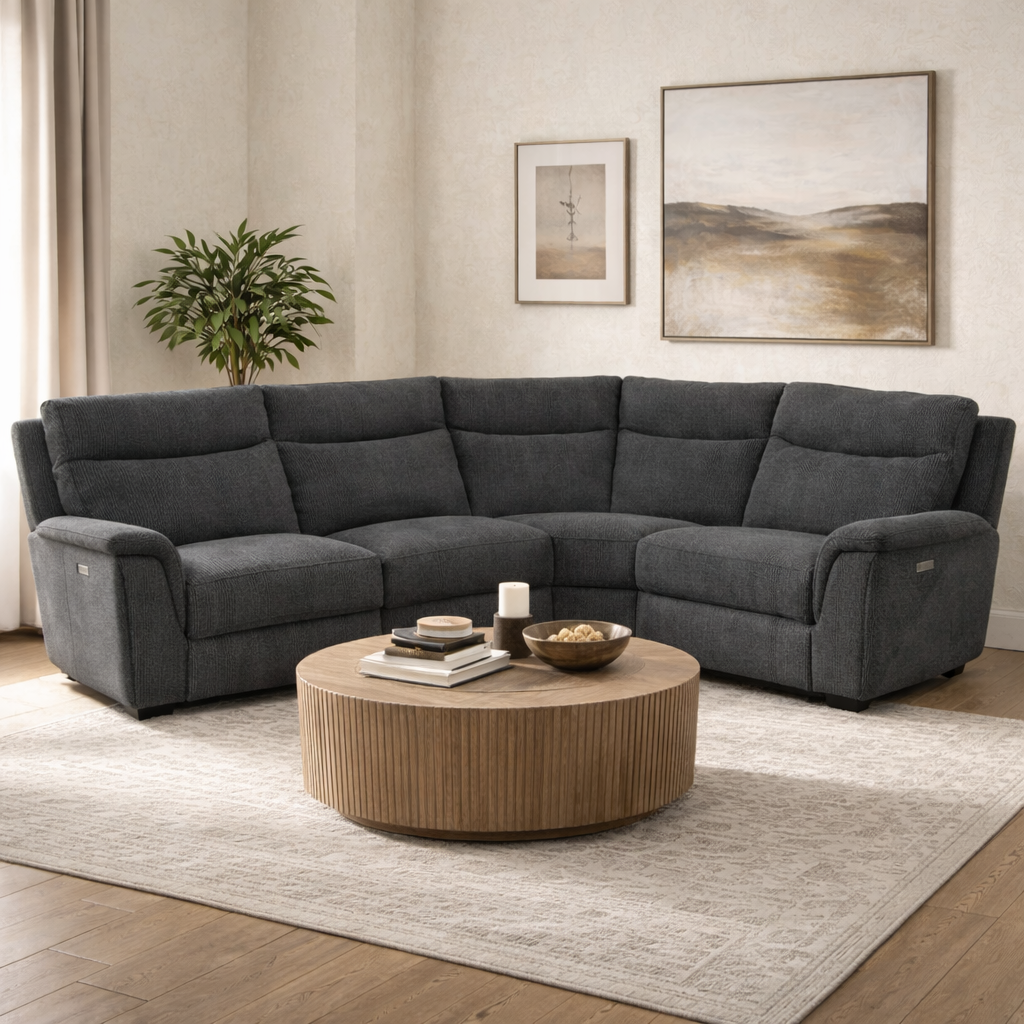 Maverick Black Lay-Z-Boy Style Fabric Power Recliner Corner Sofa Tamla | Maverick | DFS