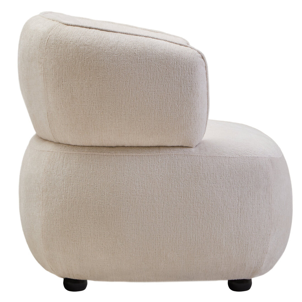 Dasha Ivory Chenille Curved Chair