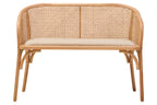 Cebu Natural Cane and Beech Wood Bench with Backrest