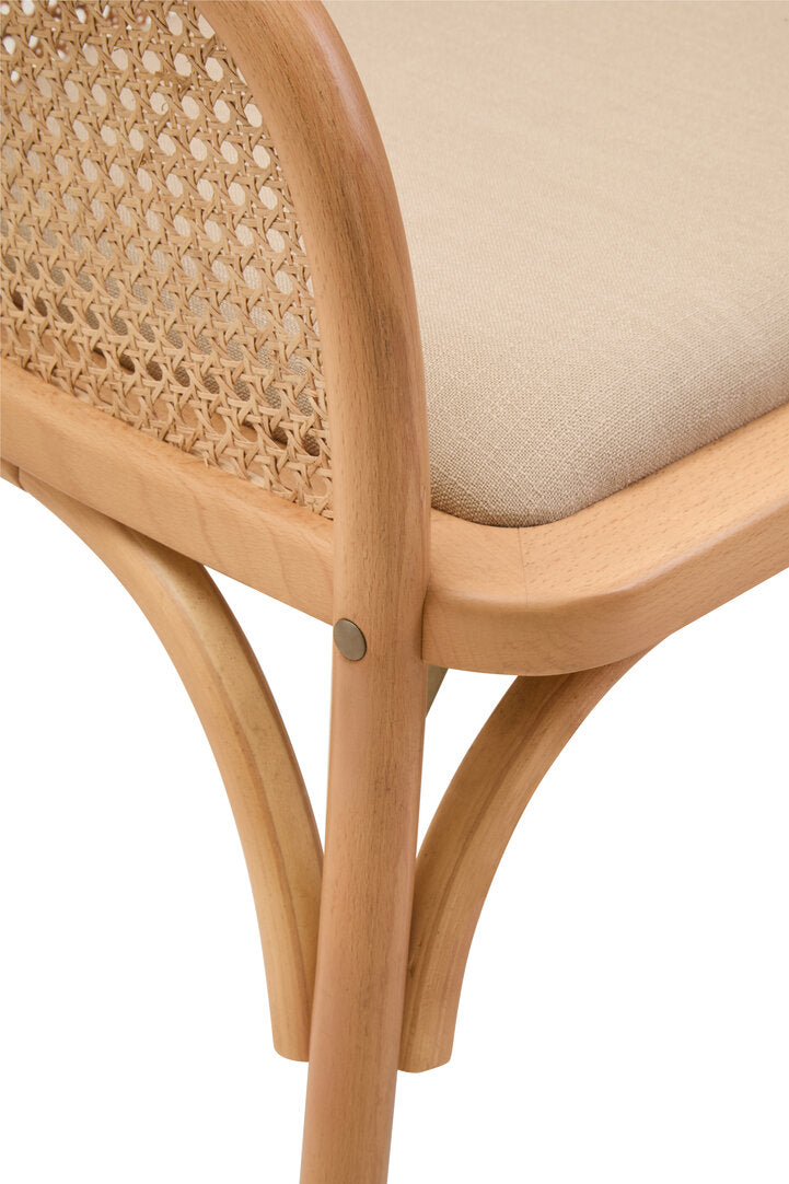 Cebu Natural Cane and Beech Wood Bench with Backrest