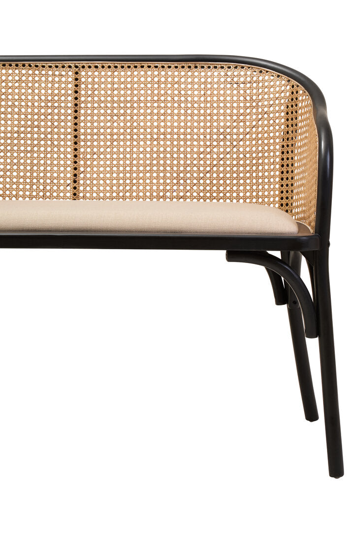 Cebu Natural Cane Bench with Black Beech Wood Frame