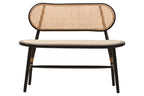 Cebu Natural Cane Bench with Black Elm Wood Frame
