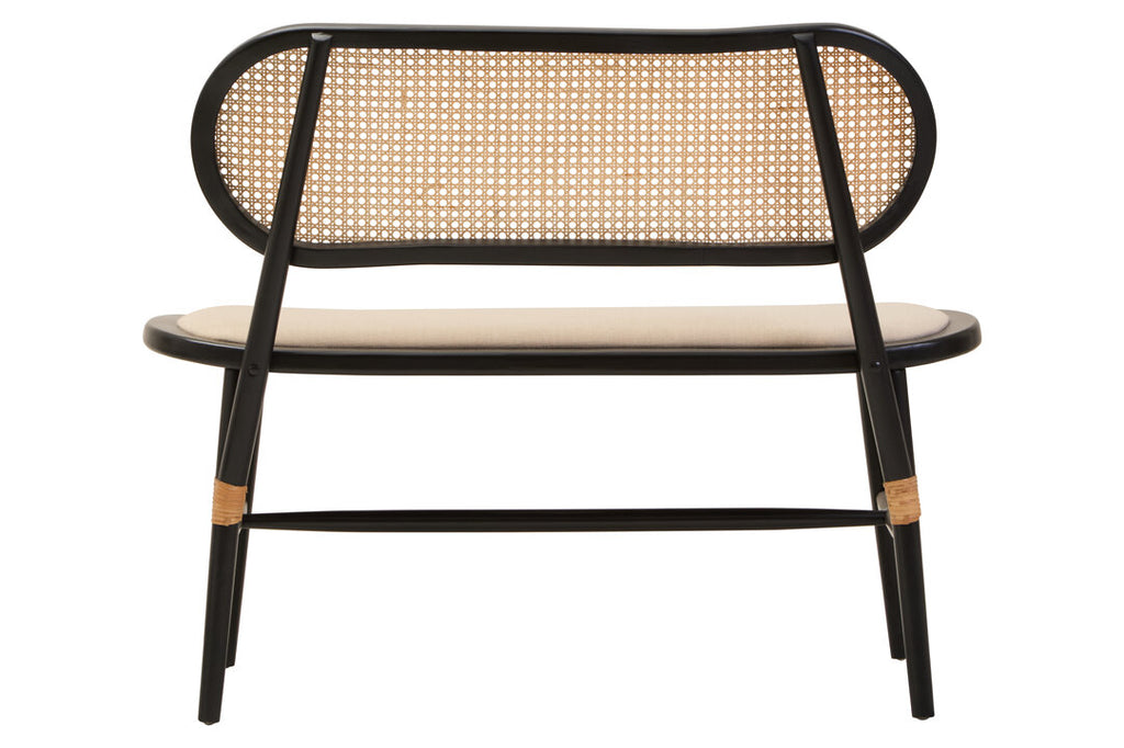 Cebu Natural Cane Bench with Black Elm Wood Frame